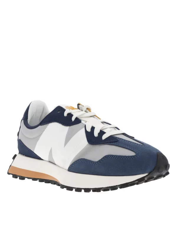 zanaga new balance new balance baskets basses en cuir et textile indigo et gris a semelle elargie a picots